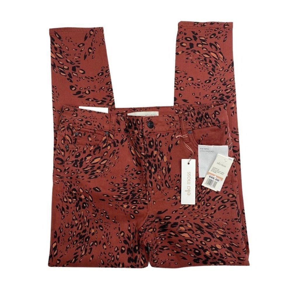 Ella Moss Skinny Ankle Jeans Juniors' 26 Cheetah Animal-Print Stretch NEW